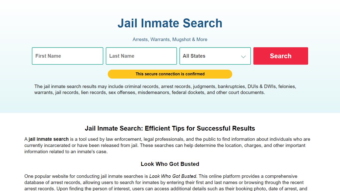 Jail Inmate Search